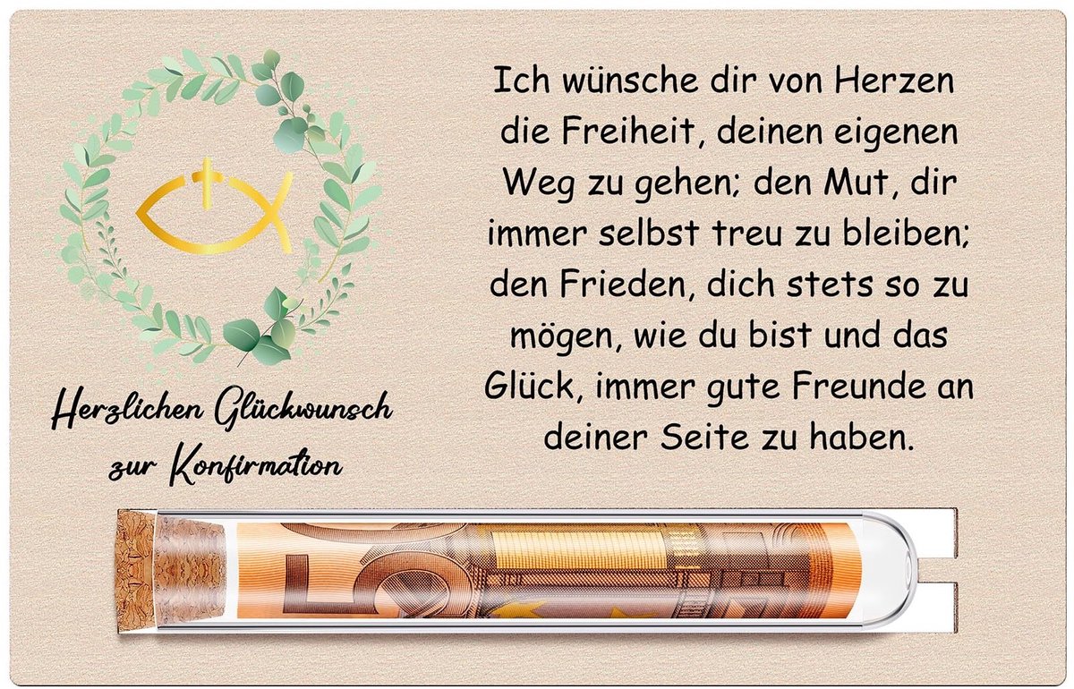 Dailygoods- Geldcadeau voor communie - Cadeauset voor kinderen - Tafeldecoratie - Gastenboek - Houten reageerbuis - Functioneel cadeau