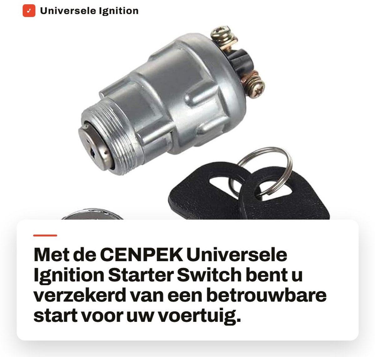 Dailygoods - Universele Ignition Starter Switch - 12V met 3 Posities - Inclusief 2 Sleutels - Voor Auto Moto en Tractor - Betrouwbaar - Duurzaam - Een...