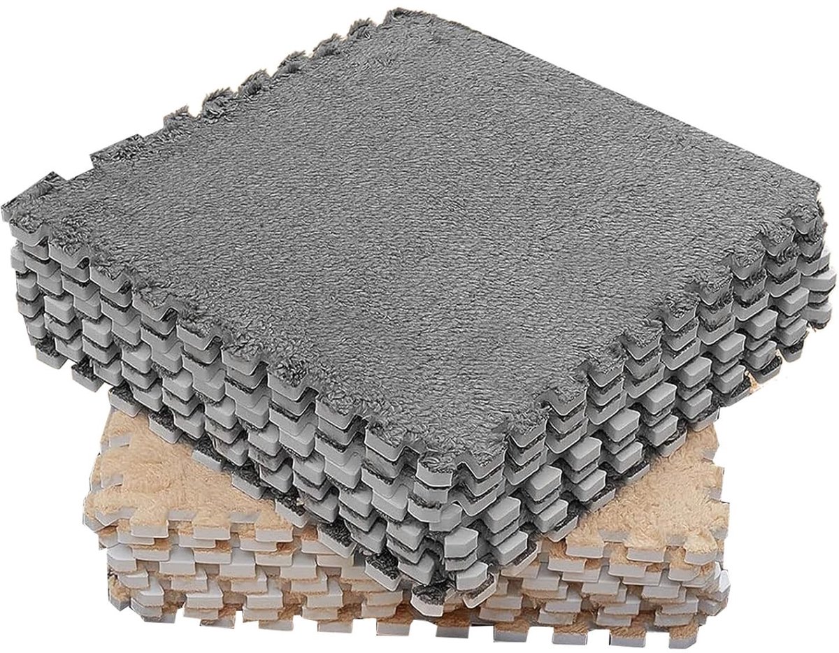 Dailygoods- Speelmatten 10 Stuks - Pluche Schuim Vloermat - Antislip - Snijbaar - Kleurblokkerend Ontwerp - Geschikt voor Woonkamer/Slaapkamer