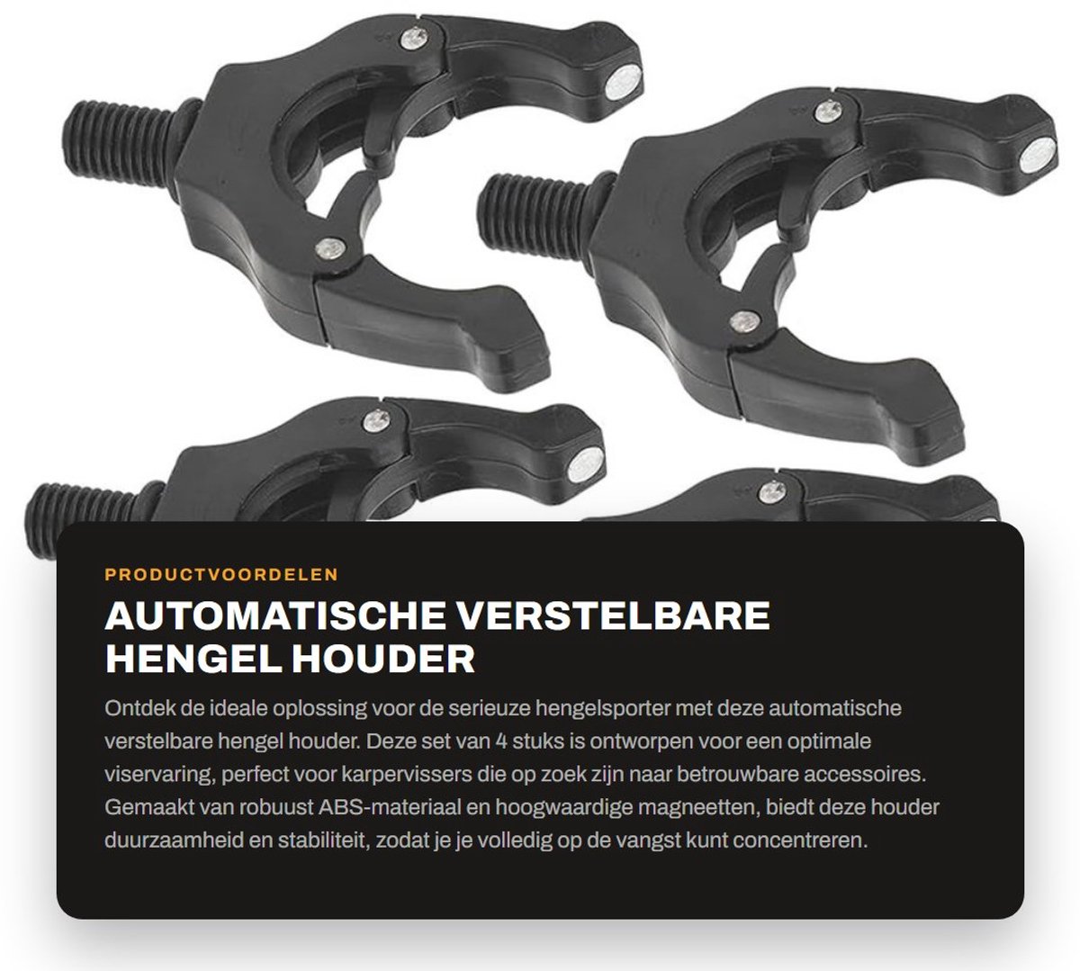 Dailygoods- Hengelstaarthouder Automatisch Verstelbaar - Magnetische Beugel - Compact - Lichtgewicht - Duurzaam - Robuust ABS-Materiaal - Hengelhouder