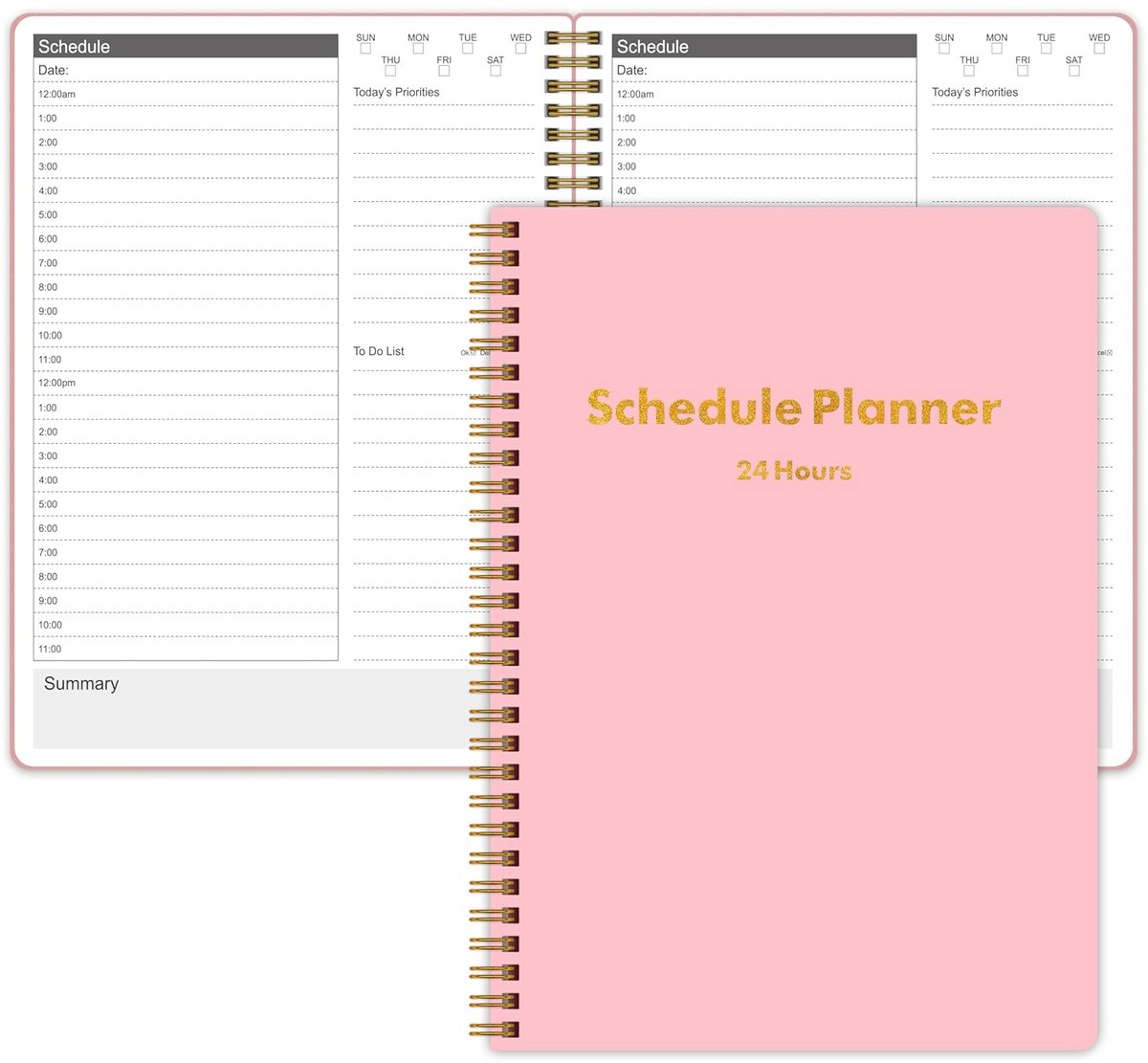 Dagelijkse Planner - Agenda Notitieboek - Taken Organiseren - Onge dateerd Ontwerp - 7 x 10 Inch - Roze