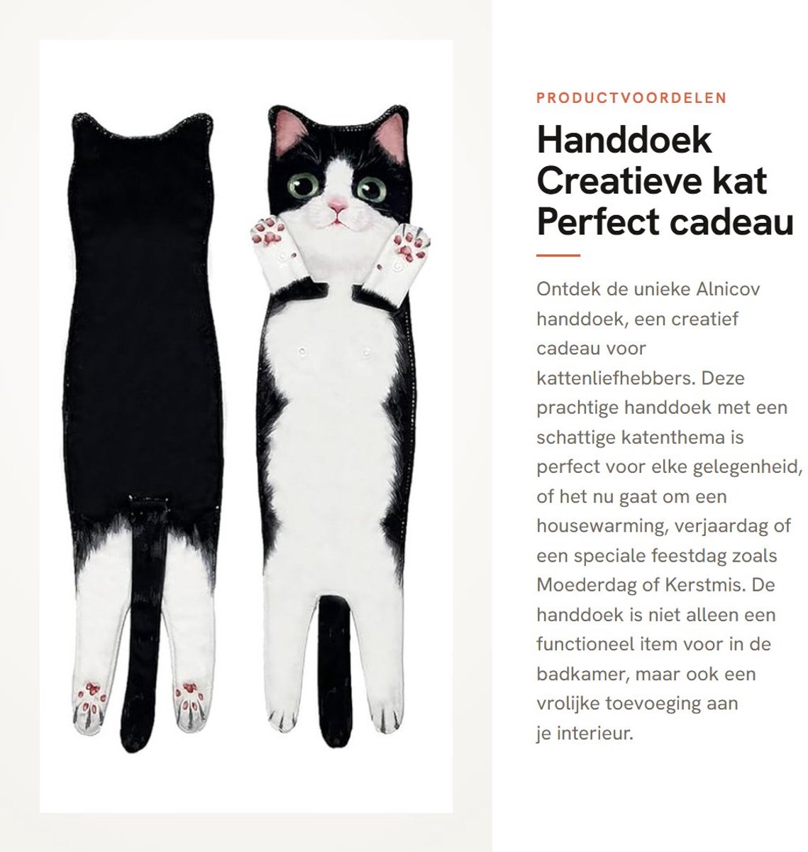 Dailygoods- Handdoek Creatieve Kat - Badhanddoek - Cadeau voor Kattenliefhebbers - 60x15 cm - 85% Polyester - 15% Nylon - Uniek en Leuk