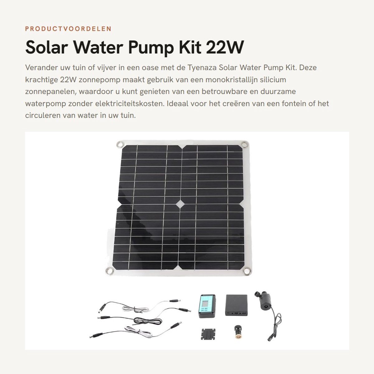 Dailygoods - Solar Water Pump Kit - 22W Zonnepomp met Accubox en Tijdregeling voor Tuin en Vijver