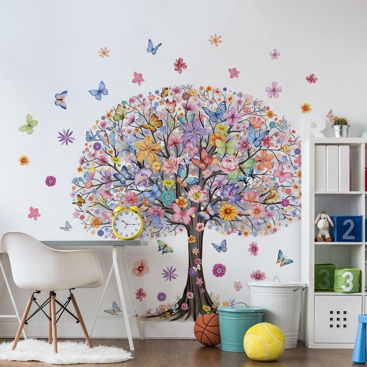 Dailygoods- Muursticker Grote Boom - Wanddecoratie Woonkamer - Muurstickers Slaapkamer - Muurstickers Bloemen - Muurstickers Meisjes - Verwijderbaar en Zelfklevend
