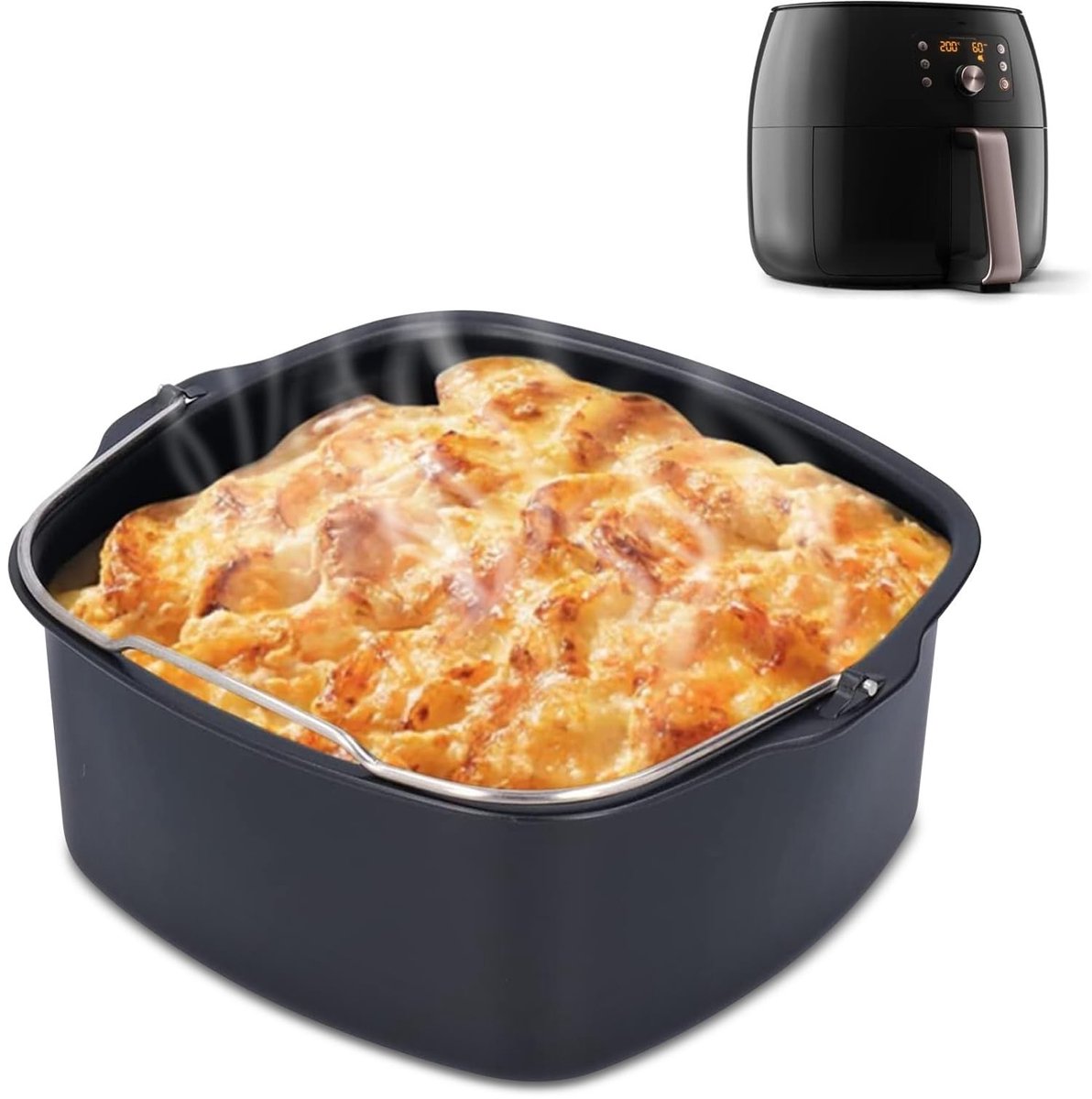 Dailygoods- Airfryer Accessoires Masterset Antiaanbak Bakplaat Grill Accessoires Compatibel met HD9925 HD9860 HD9905 Onderhoudsvriendelijk 18 cm Bakvorm