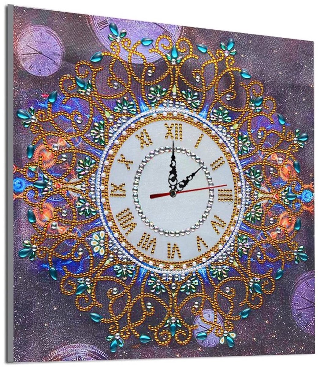 Dailygoods- Schilderklok - Doe-het-zelf Strassschilderset - Bloem Mandala Patroon - Kunst Decoratief Schilderij - Voor Thuis/Koffiehuis/Restaurant - 100% Nieuw - Diamant Schilderen