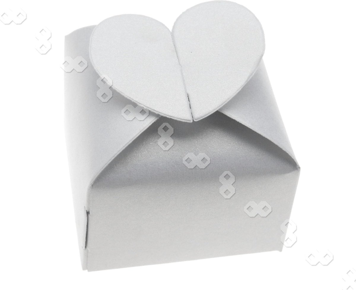 Dailygoods- Cadeaudozen met deksel - 50 Stuks - Hartontwerp - Geschenkdoosjes - Karton - 6x6x6 cm - Geschenkdoosje