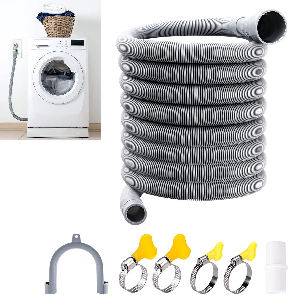 Dailygoods- Afvoerslang 5m - Flexibele/duurzame slang - Afvoerslang wasmachine - Afvoerslang vaatwasser - Afvoerslang droger - Antislip/afvoerhaak - Afvoerbuis
