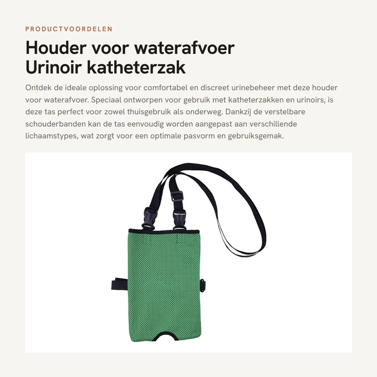 Dailygoods- Houder Urinezak 2 l - Draagbare Kathetertas - Verstelbare Schouderbanden - Ademend Mesh - Beenfixatie - Grote Capaciteit - Urinezakhouder