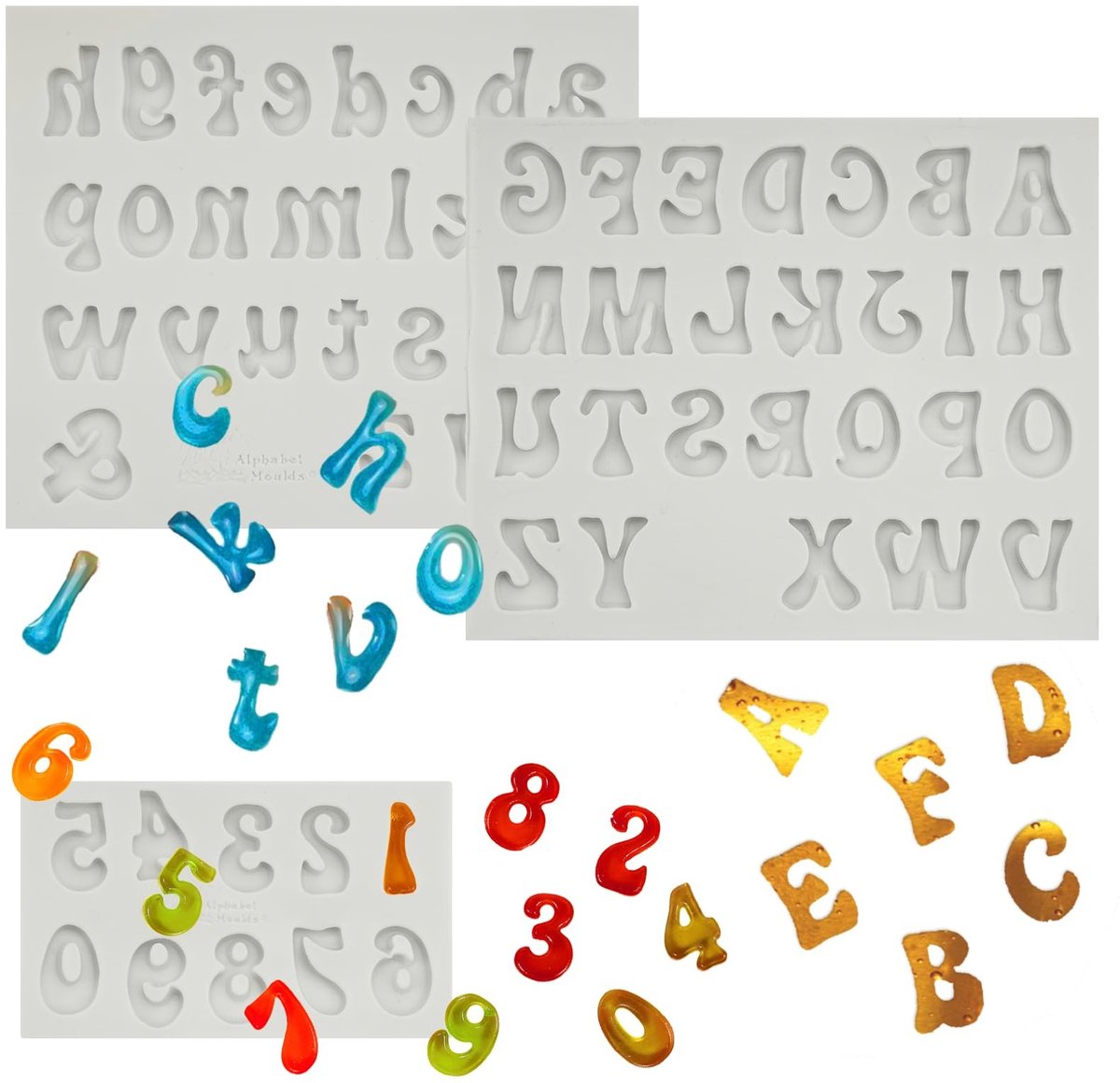 Dailygoods- Siliconen Vorm Driedelig - Letters A-Z/Cijfers 0-9 - Voor Chocolade/Zeep/Klei - Geschikt voor Verjaardagen - Hoofdletters/Kleine Letters - Bakvorm