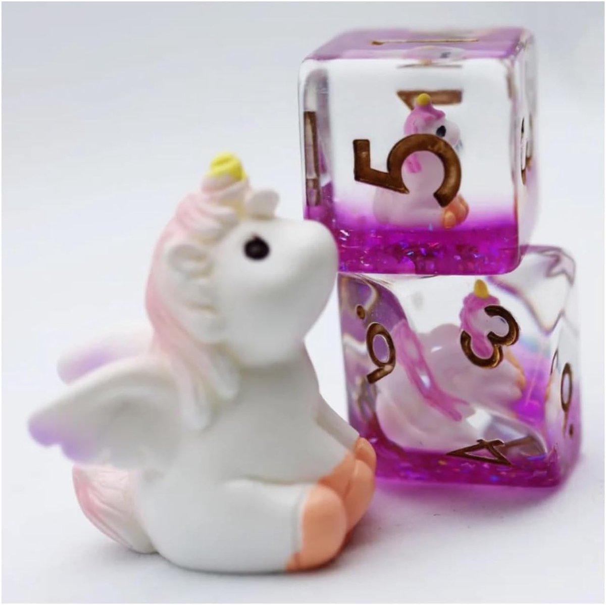 Foam Brain Games dobbelstenen set mystic unicorn voor RPG spellen.