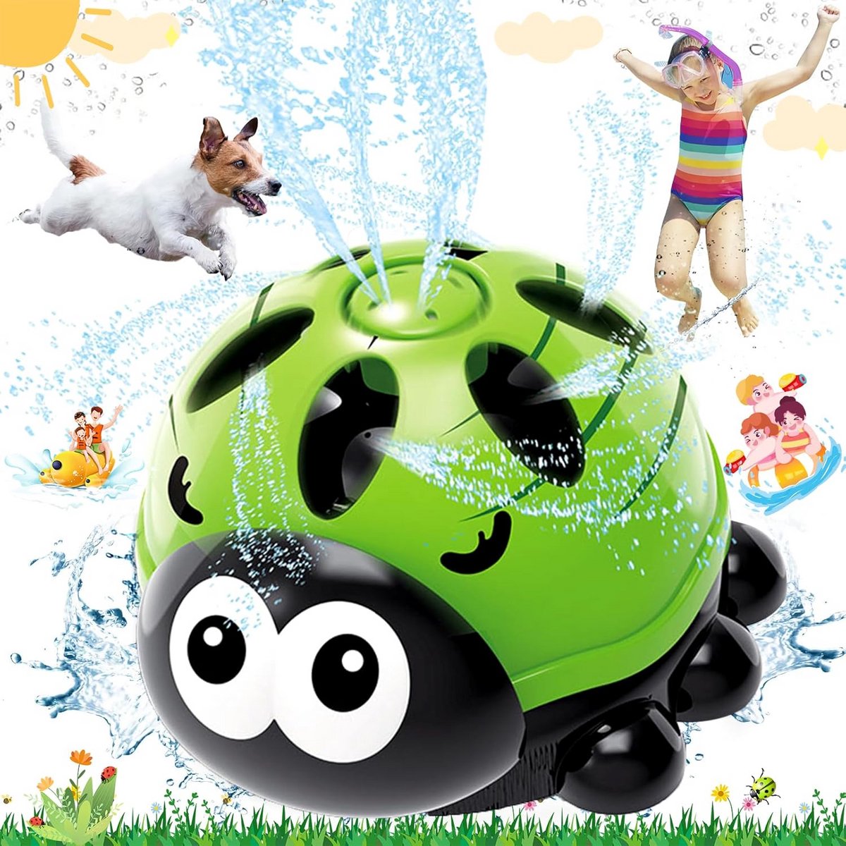 Watersproeier Lieveheersbeestje - Tuinsproeier Kinderen - Buiten Spelen - 360 Graden Draaibaar - 14 x 16 cm - Groen