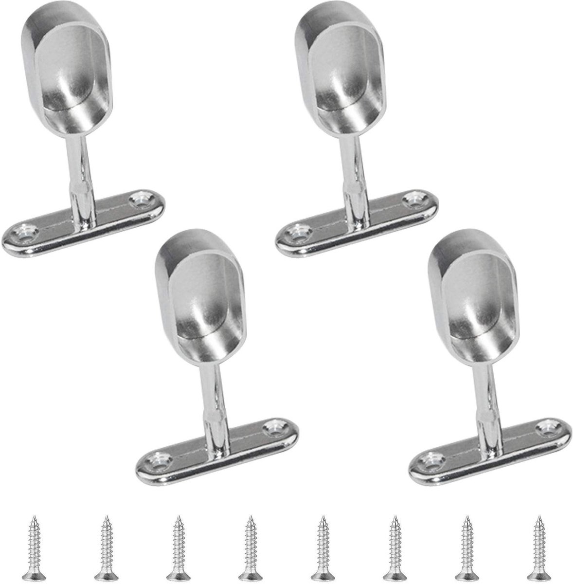 Dailygoods- Kaststanghouder Zinklegering - Set van 4 - Duurzaam - Roestvrij - Corrosiebestendig - Eenvoudig te monteren - Geschikt voor badkamer/bijkeuken/balkon - Gordijnsteun