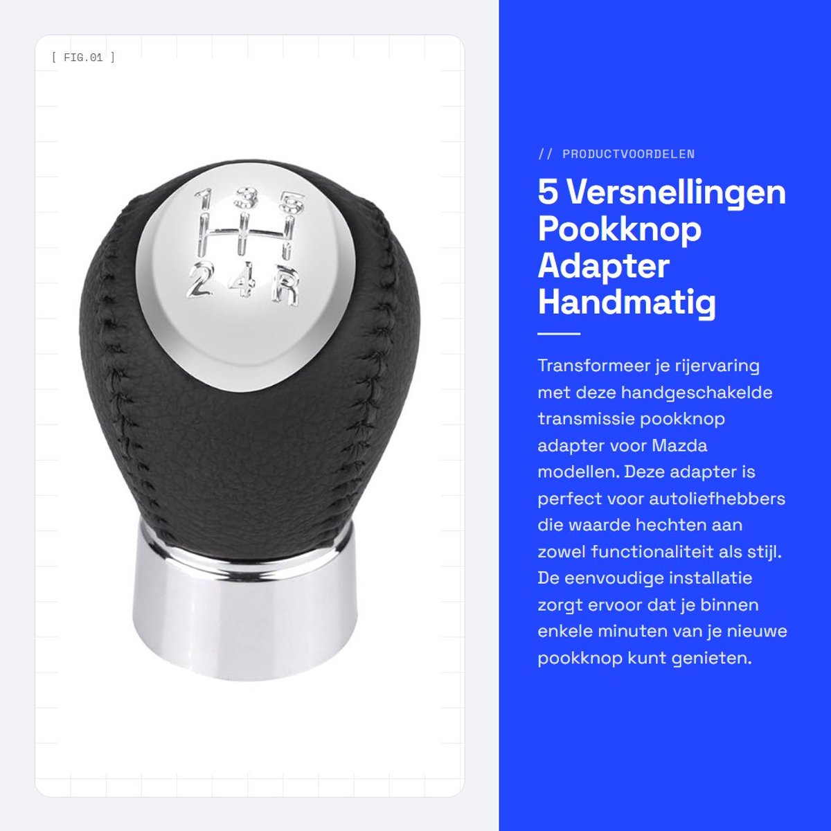 Dailygoods - 5 Versnellingen Pookknop Adapter - Handmatig - Eenvoudige installatie - Ergonomisch ontwerp - Comfortabele aanraking - Geschikt voor Mazd...