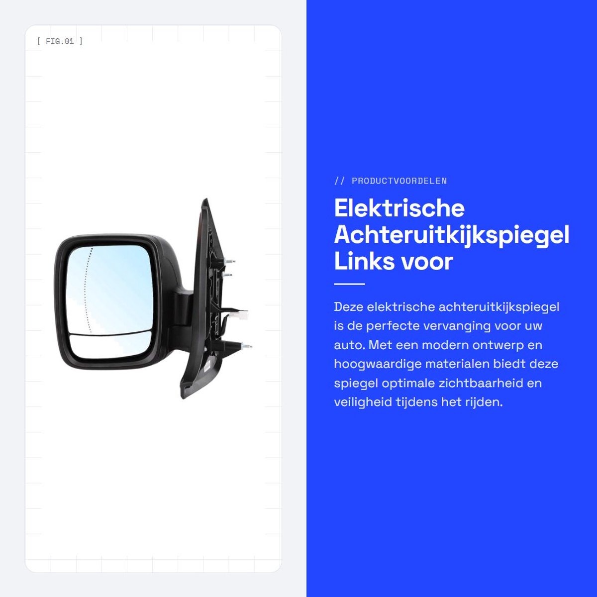Dailygoods - Elektrische Achteruitkijkspiegel Links voor Auto NV300 2014-2019
