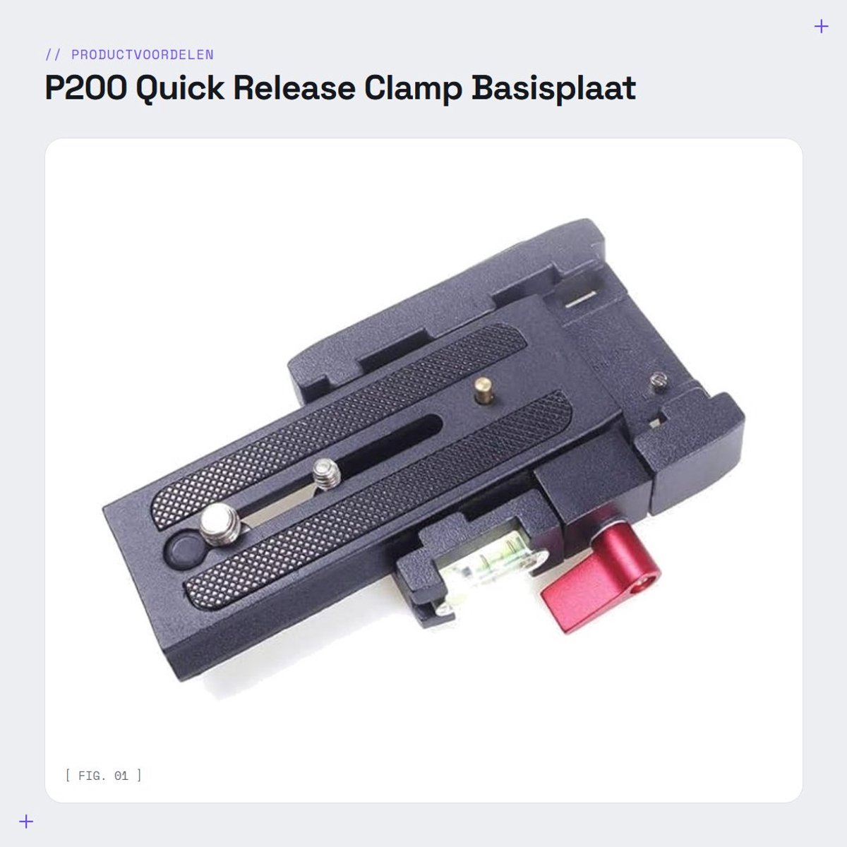 Dailygoods - P200 Quick Release Clamp Basisplaat - Statief Schroefbevestiging - Aluminium - Geschikt voor DSLR-camera's - Veiligheidsspeld - Waterpas