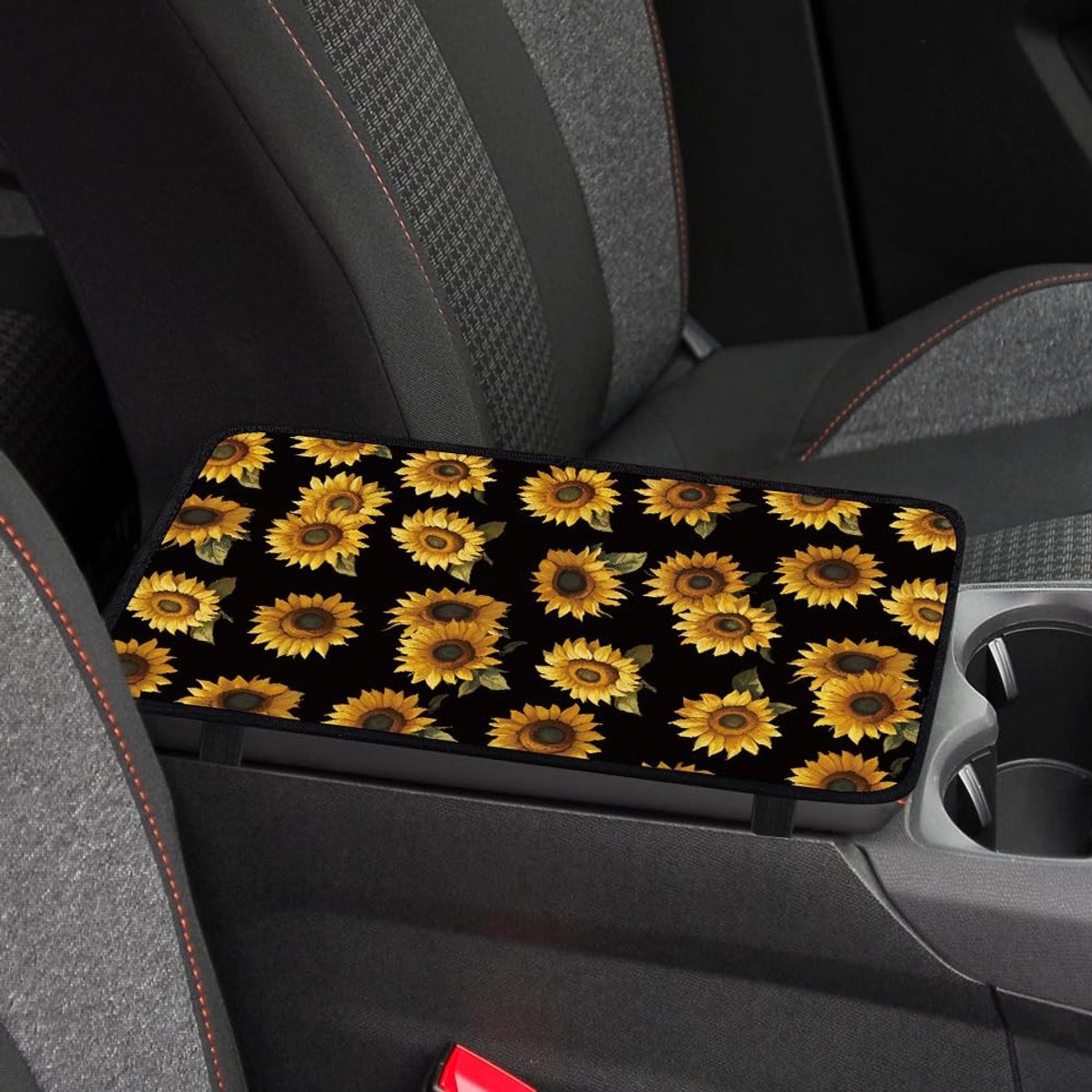 Dailygoods- Armsteun Universele Auto - Waterdichte Armsteun Pad - Zonnebloem Design - Armsteun Kussen - 32x19cm - Bescherming Middenconsole - Armsteunhoes