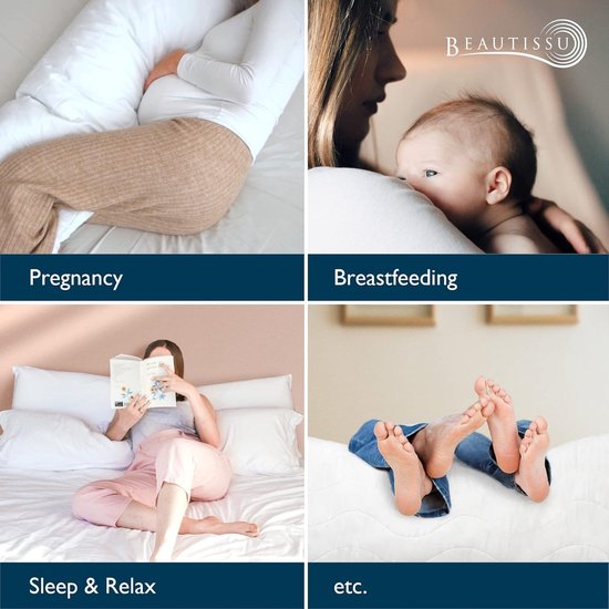SK Zijslaapkussen 40x200 cm - Premium Body Pillow Lichaamskussen - Zwangerschapskussen - Met Microvezel - 1720 gram Lichaamskussen van Snoozing Kids — afbeelding 5