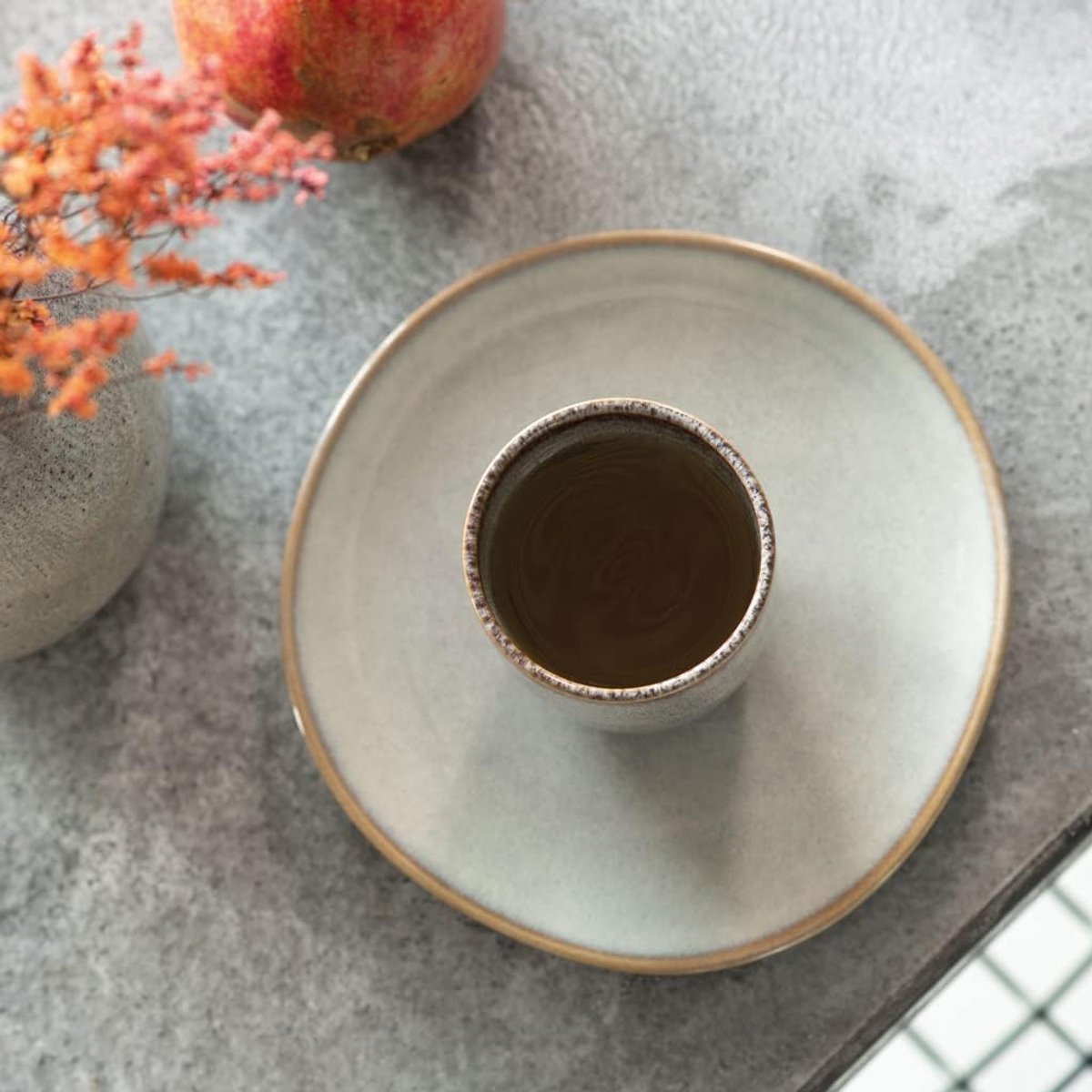 Beige Mok zonder oor - Aardewerk Koffiekop 400 ml - Vaatwasserbestendig
