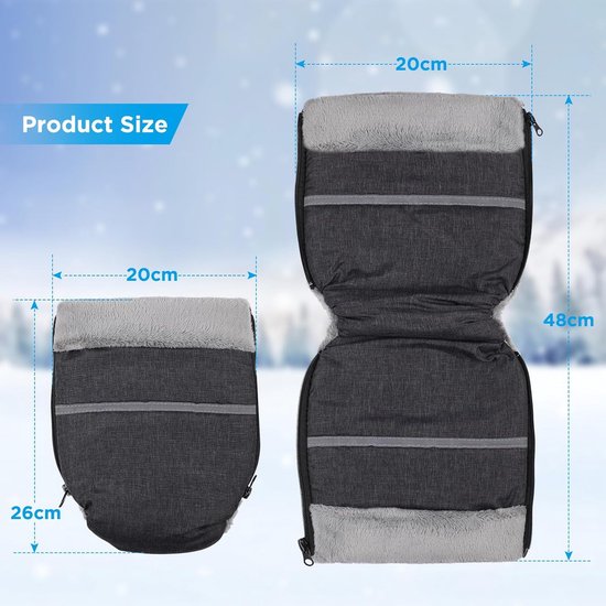 Handmuff - Kinderwagen accessoire - Wandelen met baby - Waterdicht winddicht - 29 x 21 cm - Grijs — afbeelding 2