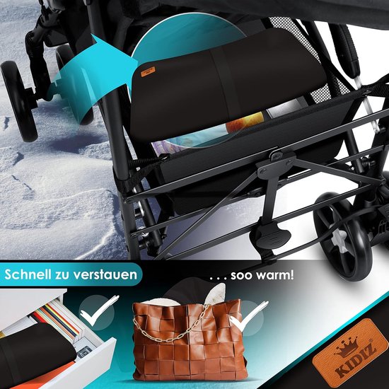 Handwarmer Kinderwagen - Mof Wanten - Warme Handen - Wind- en Waterdicht - 52 x 46 cm - Antraciet — afbeelding 5