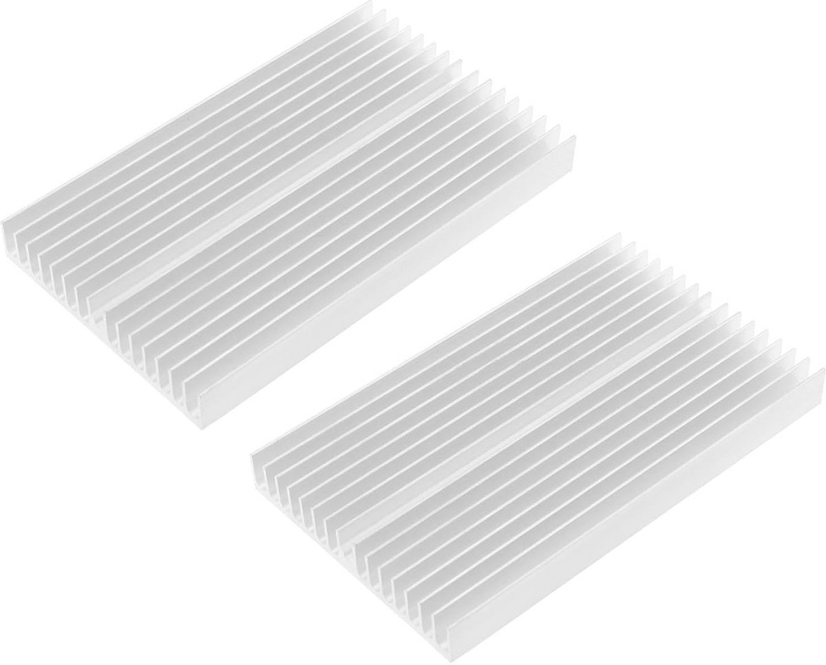 Koellichaam Aluminium - Warmteafvoer Radiator - Elektronica Koelen - Innovatief Ontwerp - 100x60x10 mm - Zilver