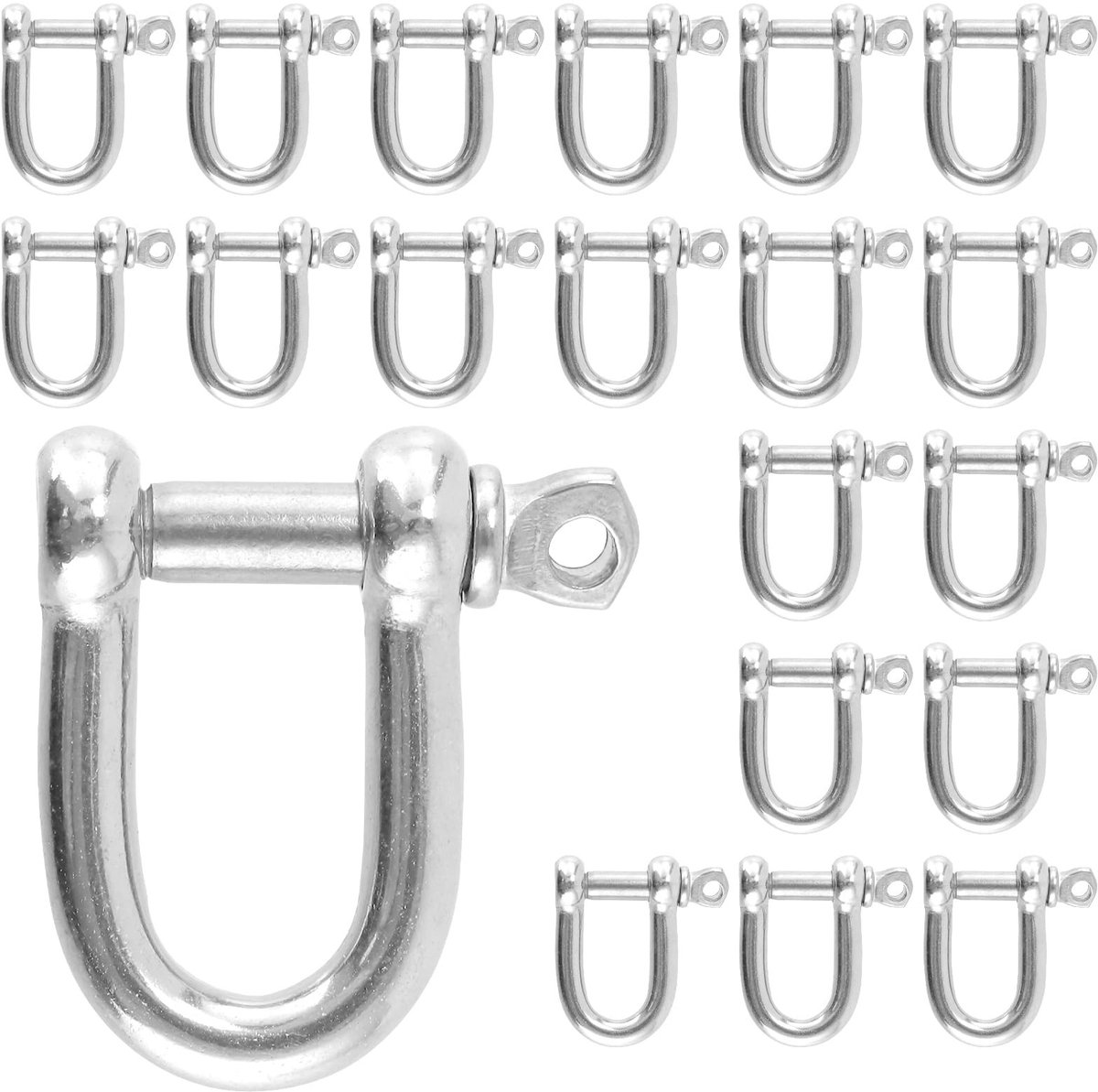 Dailygoods- D-vorm Schakel 20 Stuks - M6 - Roestvrij Staal 304 - D-ring - Zilver - Sterk en Duurzaam - Schakelhaak