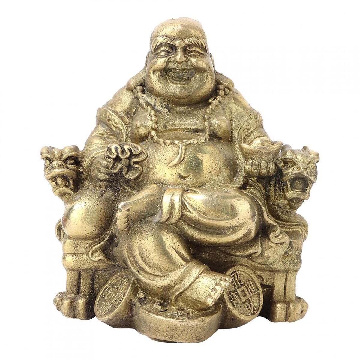 Allecto - Maitreya Boeddha - Feng Shui Beeldje - 7,5 cm - Messing