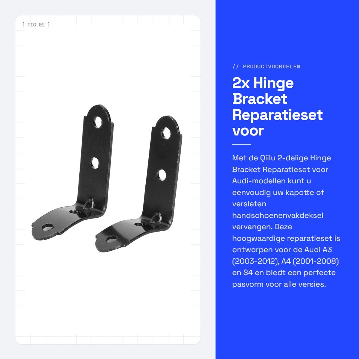 Dailygoods- Handschoenenvak Scharnier Set - Scharnier Beugel - Reparatie Kit - Voor A3/A4 - Inclusief Schroeven - Eenvoudig te Installeren