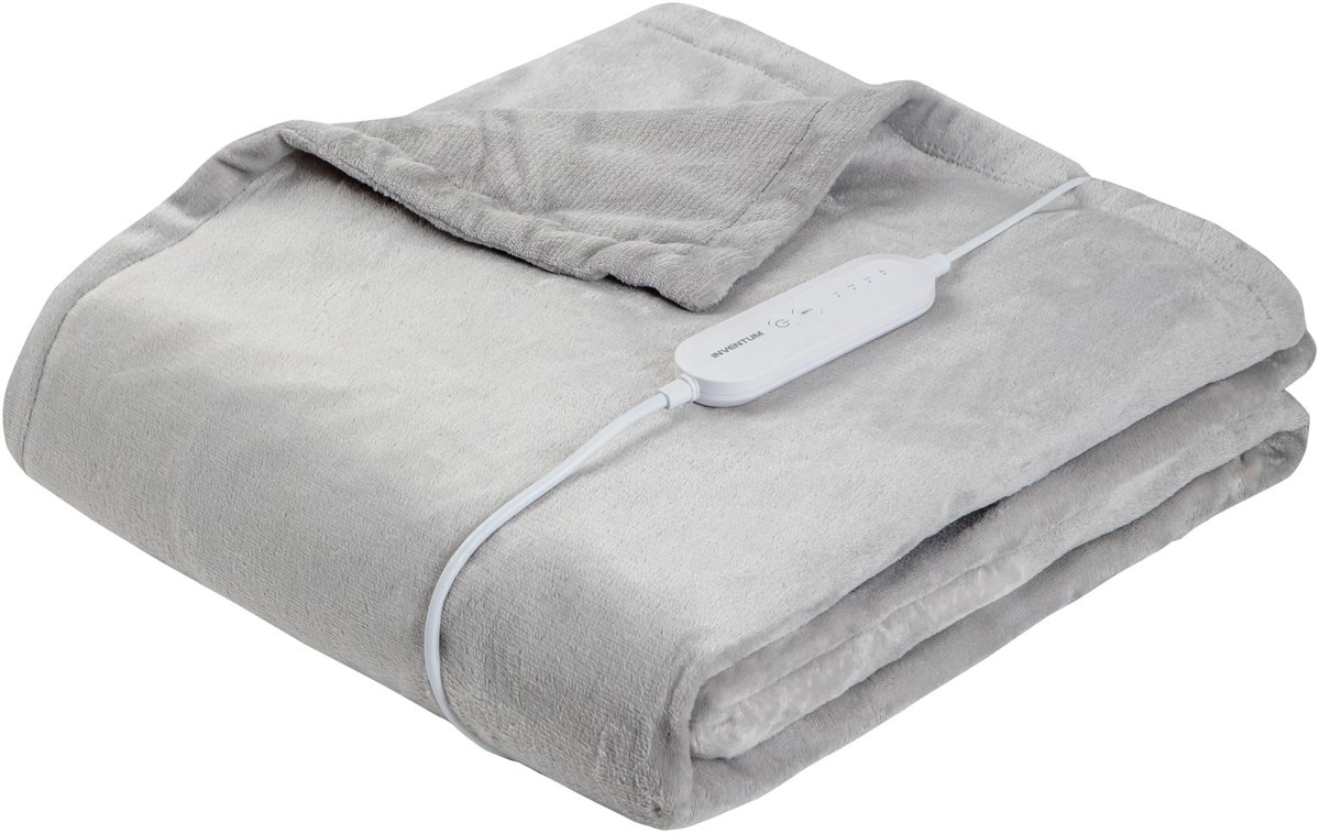 Inventum HB185G elektrische verwarmde bovendeken 180x130 cm - Eenpersoons - 4 warmtestanden - Uitwasbaar - Automatische uitschakeling - Fleece - Lichtgrijs – foto 8