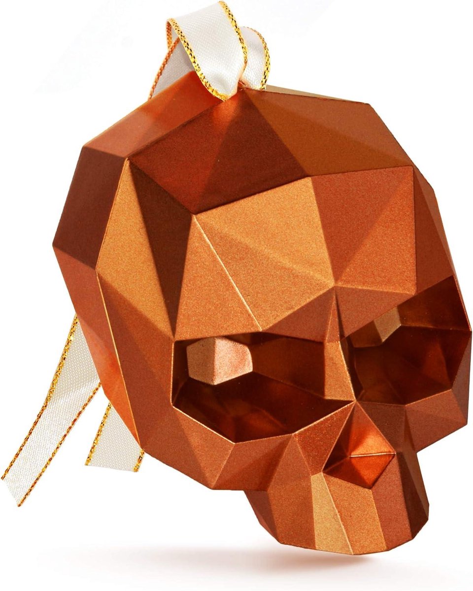 Schedel Decoratie - Ornament Ophangen - Halloween Feest - Geometrisch Design - 8.5 cm - Brons