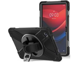 Hoes Geschikt voor Lenovo Tab M11 / K11 - Back Cover met Handriem - 360° Draaibare Kickstand Standaard - Beschermhoes Zwart