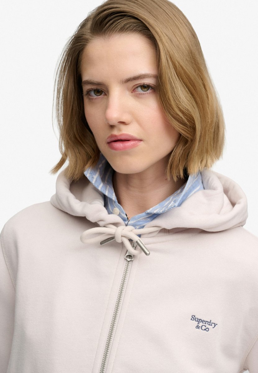 Superdry Signature Geborduurde Zip Hoodie Dames Hoodies Grijs