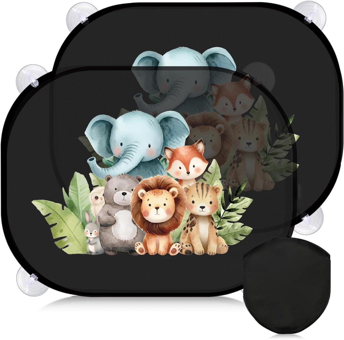 Baby Zonwering Auto - Zijruit Bescherming - Bescherming Tegen Zon - Met Dier Motieven - 44 x 36 cm - Dier-C