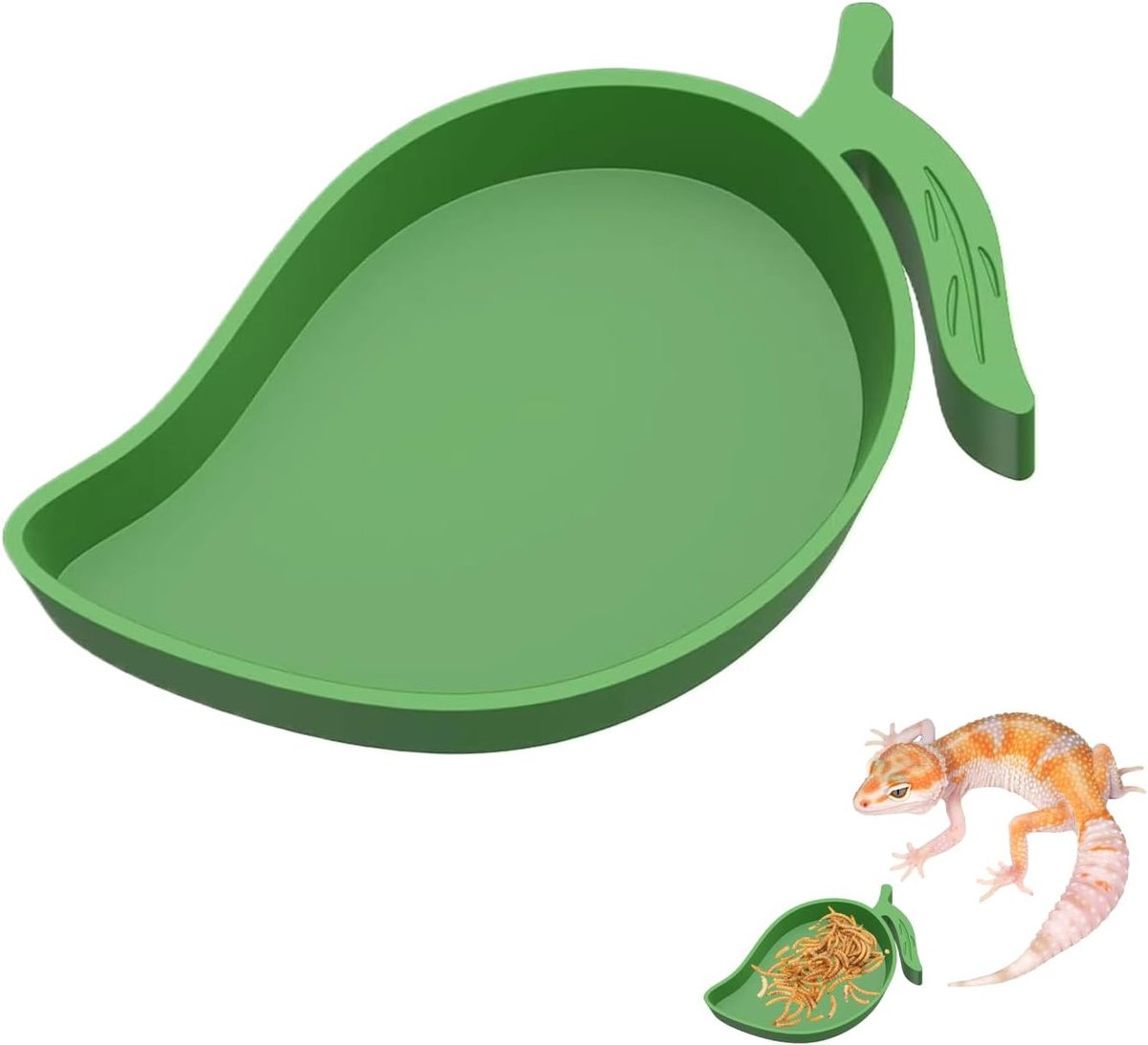 Reptielen Waterbakje - Voederbakje Schildpad - Terrarium Accessoire - 3D-geprint Bladvorm - 13x8 cm - Groen