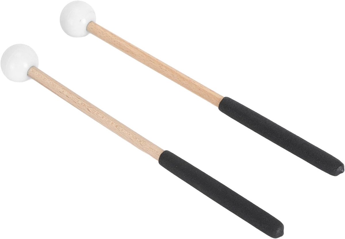 Percussie Stokken - Mallets Xylofoon - Muziek Maken - Rubberen Kop Esdoorn - 22 Cm Lang - Wit