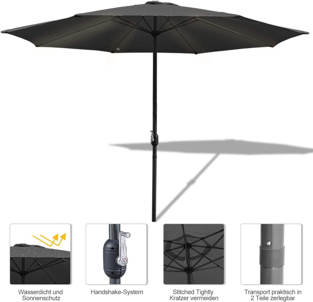 Zweefparasol Tuinscherm - Buiten Scherm - Terras Bescherming - Waterafstotend UV30+ - 350cm Diameter – foto 4
