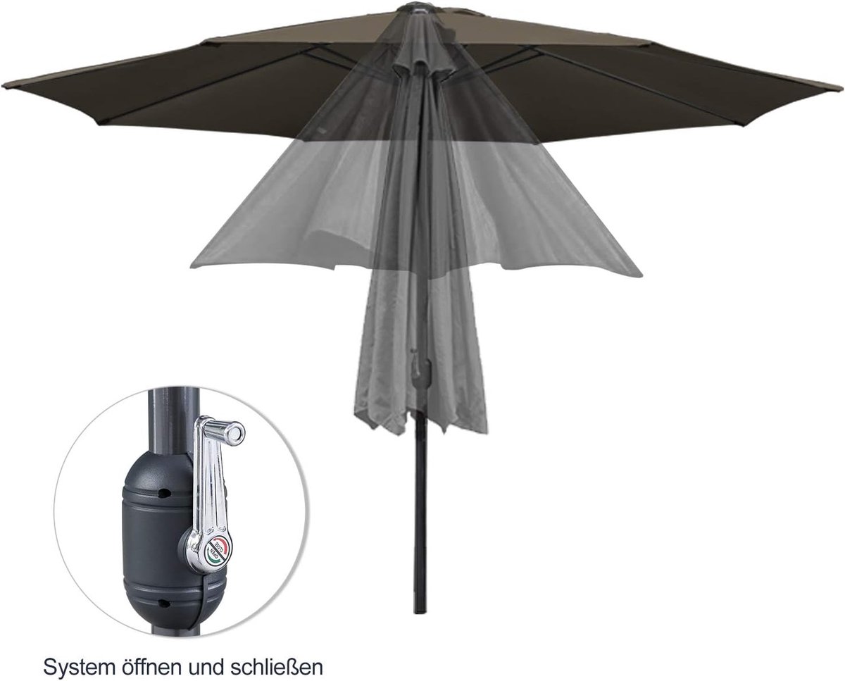 Zweefparasol Tuinscherm - Buiten Scherm - Terras Bescherming - Waterafstotend UV30+ - 350cm Diameter – foto 6