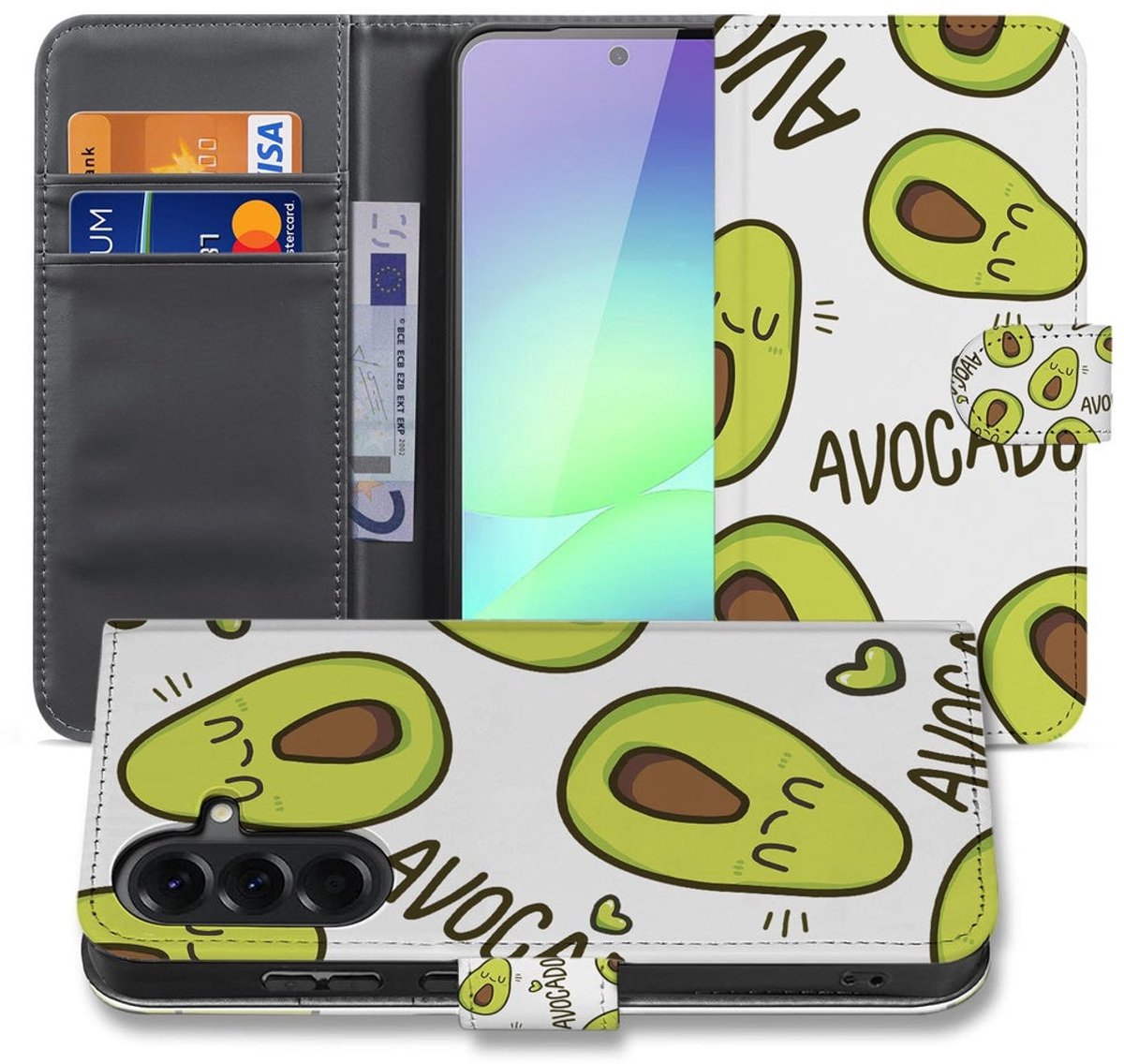 Samsung Galaxy A37 Book Case Avocado Singing Groen met Pasjeshouder