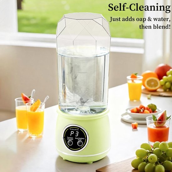 Draagbare Blender - 20oz Kleine Blender voor Smoothies - Persoonlijke Sapmixer met 10 Scherpe Mesjes - Mini Shaker met Extra Reisdeksel - Geschikt voor Reizen - Kantoor - Gym en Thuis van Merkloos — afbeelding 4