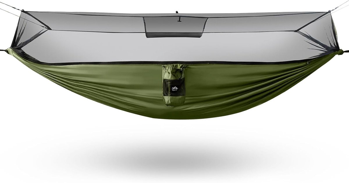 Outdoor Hangmat - Kampeer Hangmat - Reizen en Avontuur - Met Geïntegreerd Muggennet - 295 x 145 cm - Groen