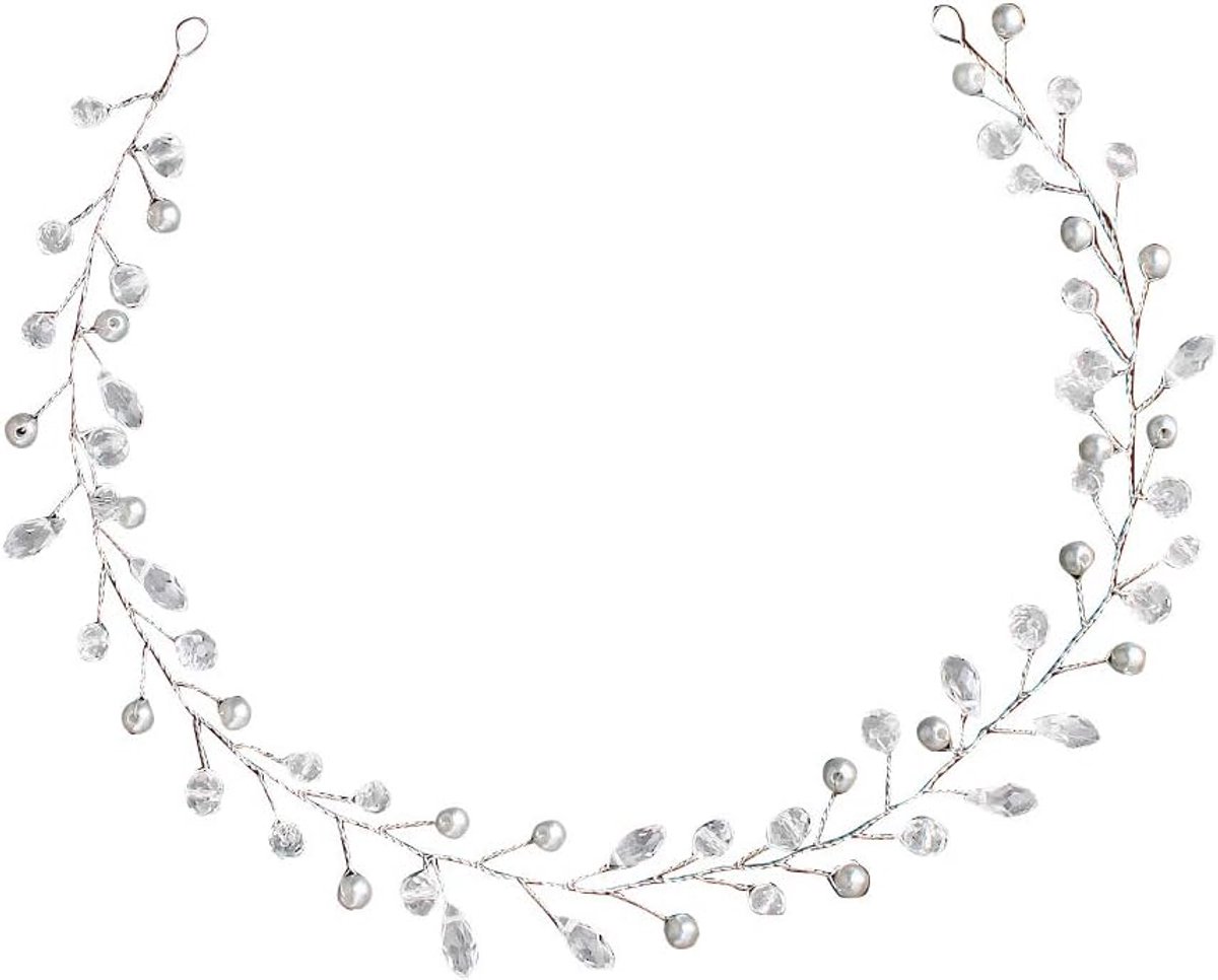 Kristallen Haarketting - Gevlochten Haarband - Bruiloft Accessoire - Handgemaakt Pareldesign