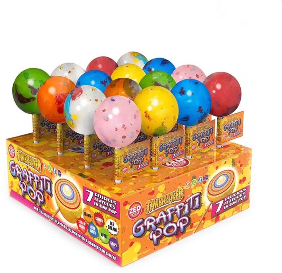 Zed Jawbreaker Graffiti Lolly - 16 lolly's x 55 gram