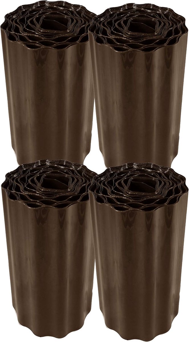 Gazonrand 4 Rollen - Bloembedrand Tuinrand - Tuin Afscheiden - Hoogwaardige PET-folie - 36 Meter Totaal - Donkerbruin