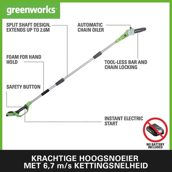 Accu Hoogsnoeier - Telescoop Snoeischaar - Hoge Takken Snoeien - Verstelbare Stok - 20 cm Zaagblad — afbeelding 3
