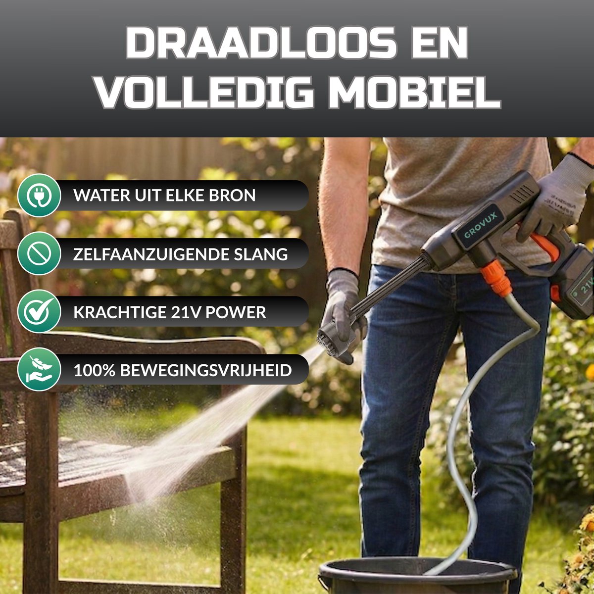 Gardena Accu hogedrukreiniger AquaClean 18V Set