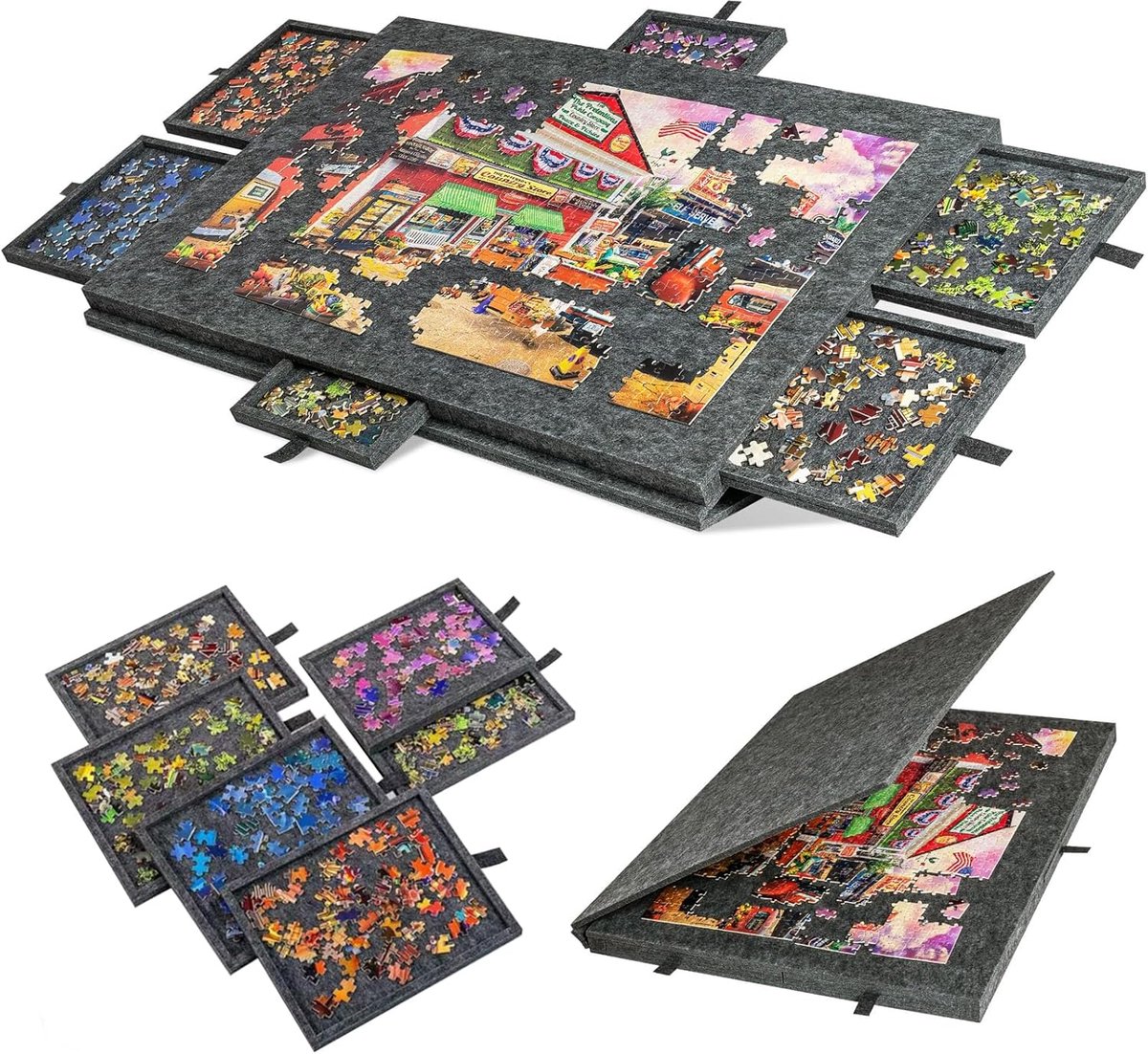 Puzzelbord - Puzzeltafel - Sorteren en Leggen - Verstelbaar en Kantelbaar - 77x52cm - Zwart