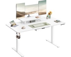 VASAGLE LSD154WB01 – In Hoogte Verstelbaar Bureau – Flexibele Monitorstandaard – Lade en USB-C Aansluiting
