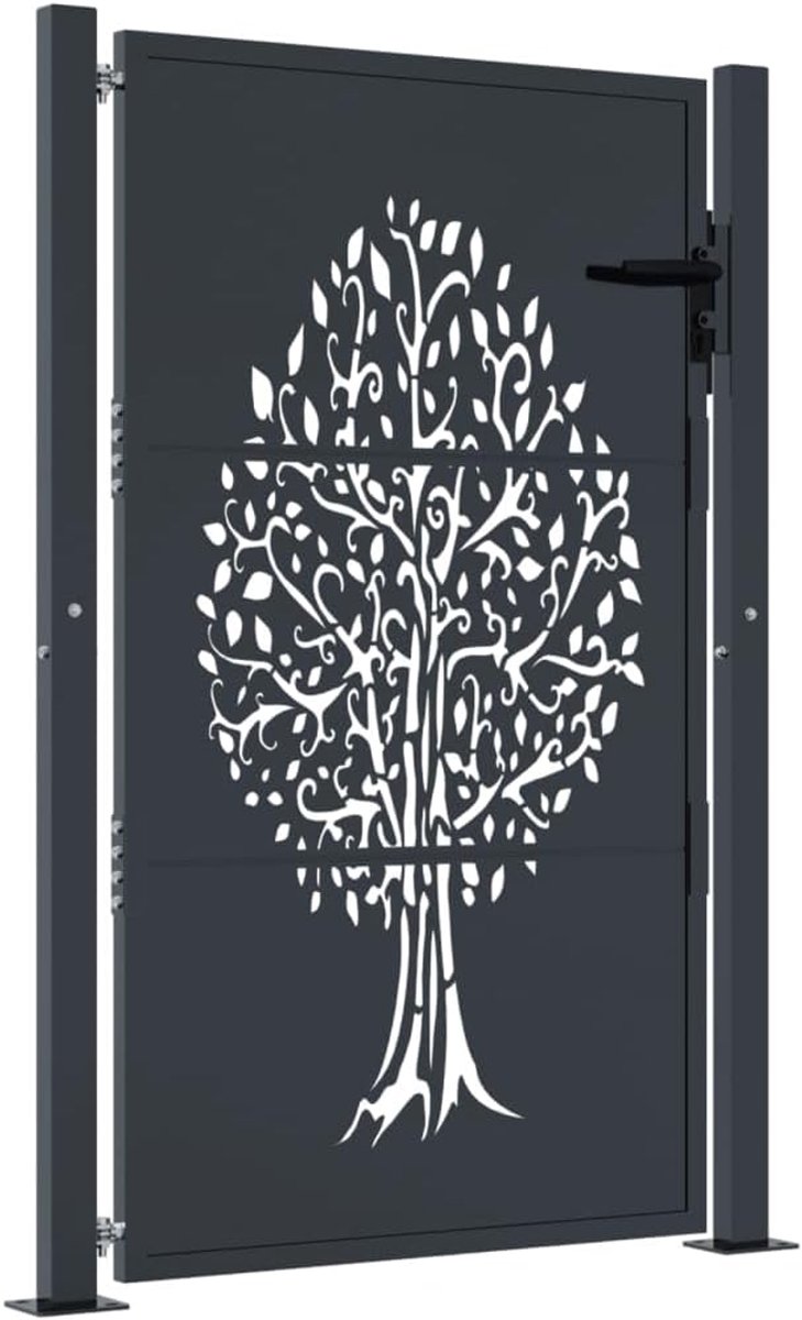 Tuinpoort Met Boom - Hekwerk Entree - Tuin Afscheiding - Decoratief Bladpatroon - 100x150 