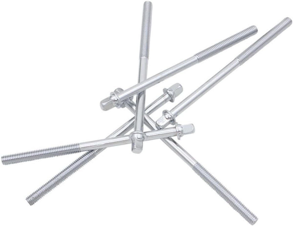 Drum Schroeven - Percussie Onderdelen - Drum Reparatie - Set van Zes - 11x1x1 cm - Zilver